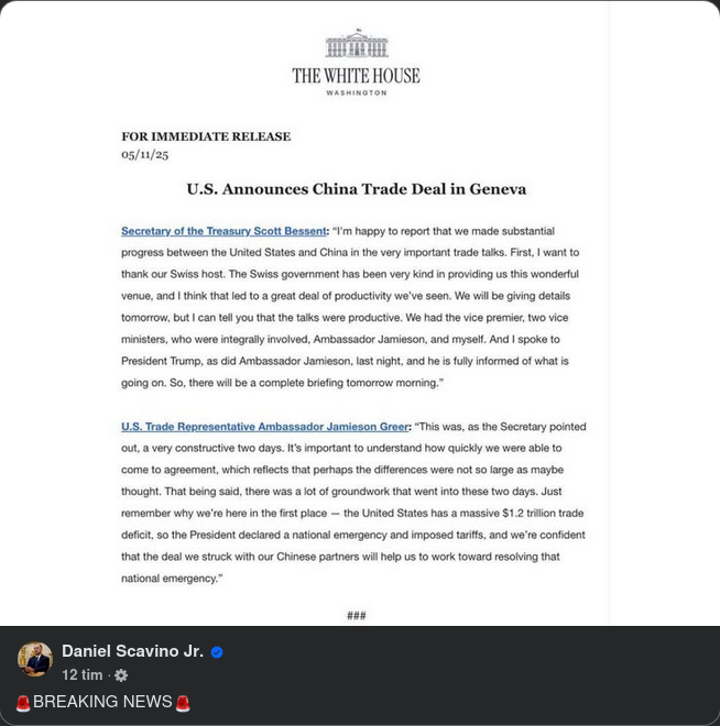 Amerikanskt Handelsavtal med Kina