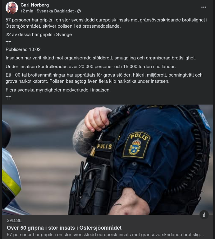 57 Gripna I Svenskledd Europainsats