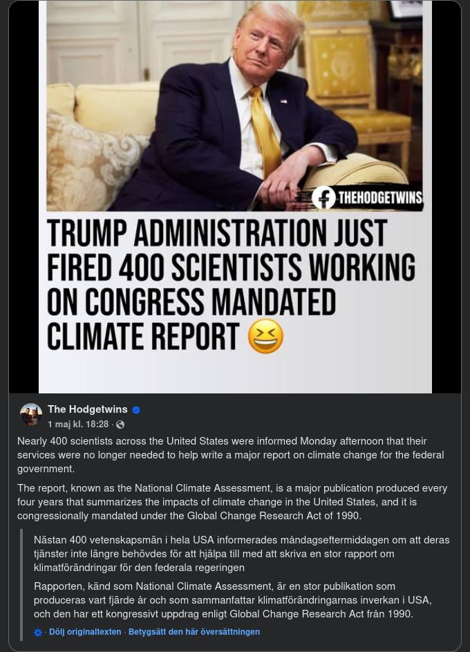 400 Kickade Från Klimatrapport