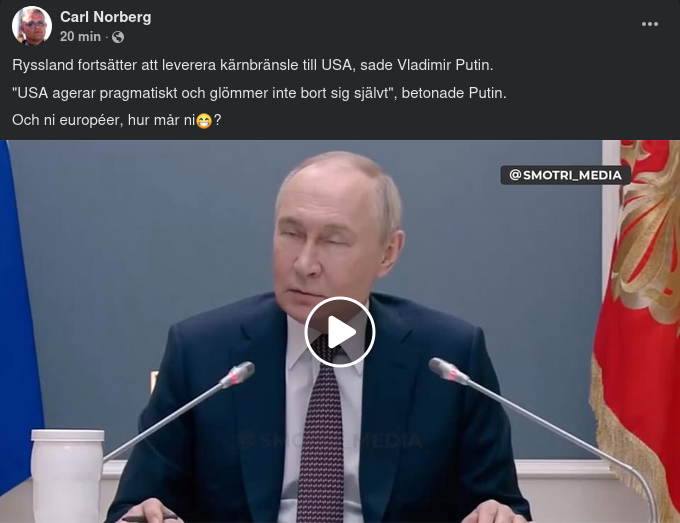 Ryssland Levererar Kärnbränsle Till Pragmatiskt USA