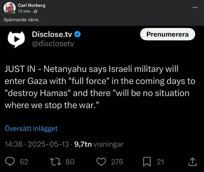 Israel Tänker Äntra Gaza Med Full Kraft