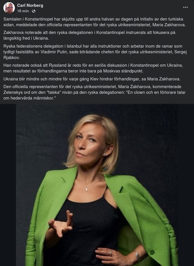 Zakharova Kommenterar Uppskjutna Samtal