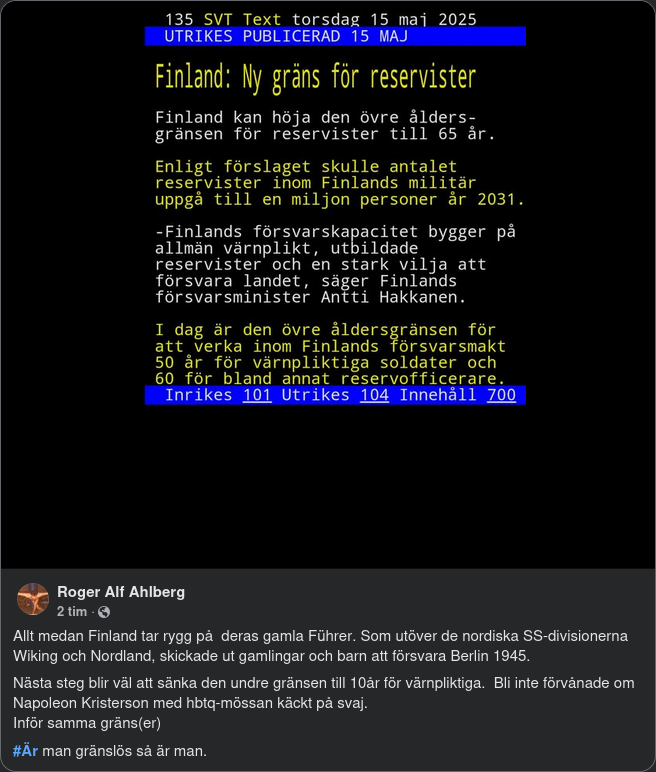 Finland Föreslår Höjd Åldersgräns För Reservister