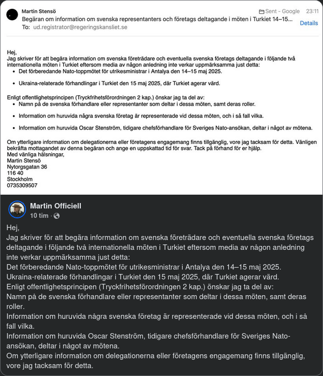 Stensö Begär Information Om Svenskt Mötesdeltagande