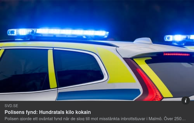 Malmöpolisen Finner Ett Kvarts Ton Kokain