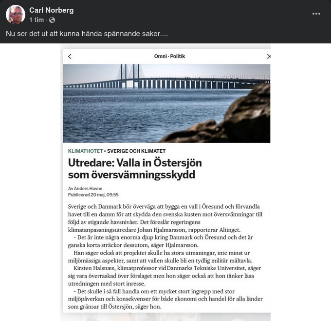 Klimatanpassningsutredare Vill Valla In Östersjön