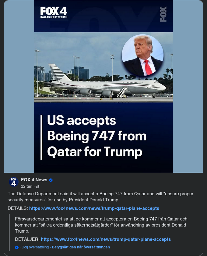 DoD Accepterar 747:an Från Qatar
