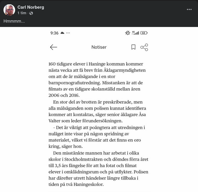 160 Tidigare Haningekommunelever Får Målsägarbrev I Stor Barnpornografiutredning
