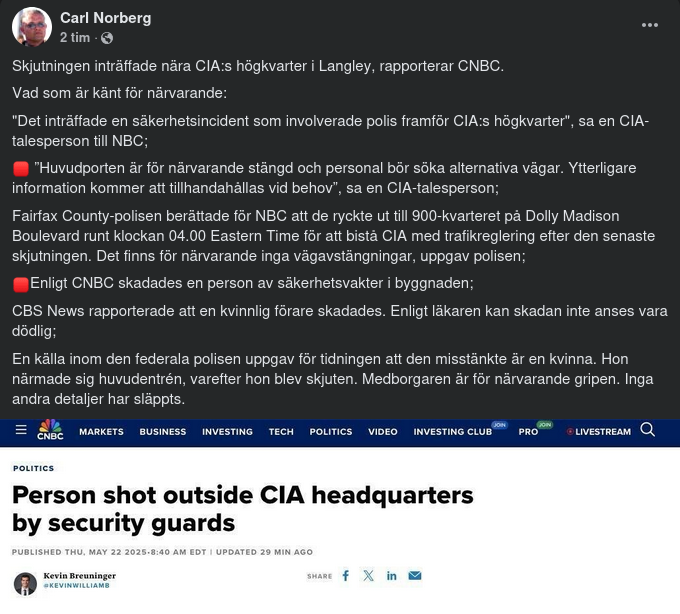 Skjuten Utanför CIA:s Högkvarter