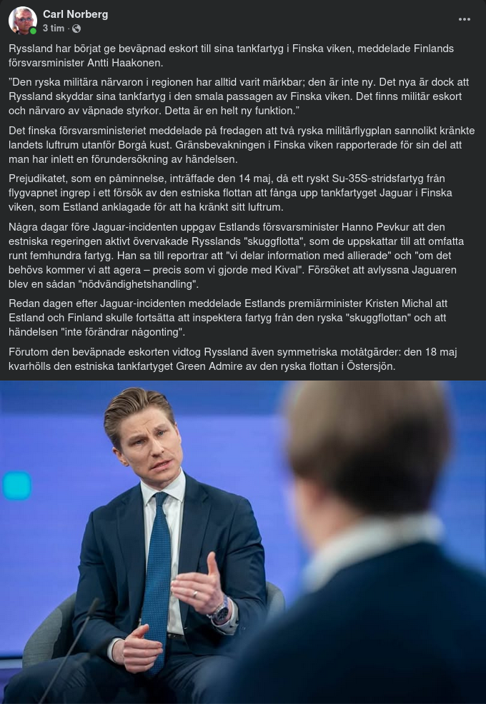 Rysk Militäreskort För Ryska Fartyg I Finska Viken