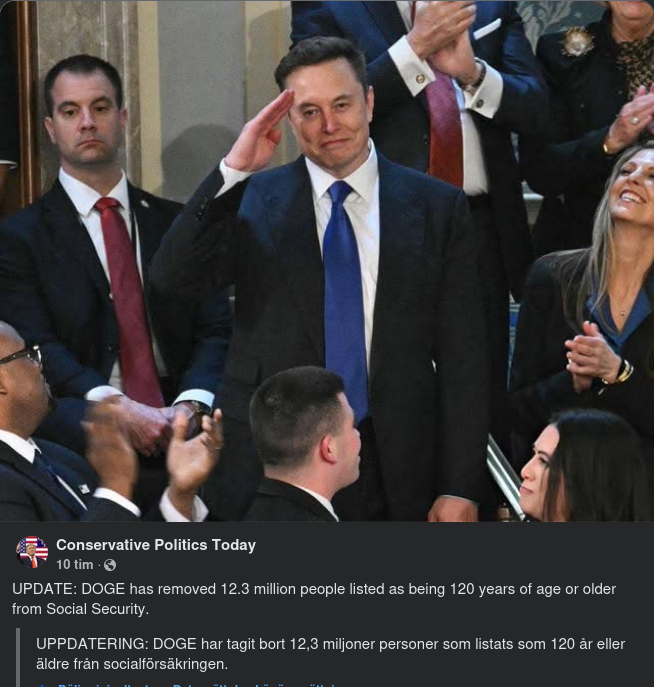 12,3 Miljoner Personer Över 120 År Gamla Borttagna Från Socialförsäkringen