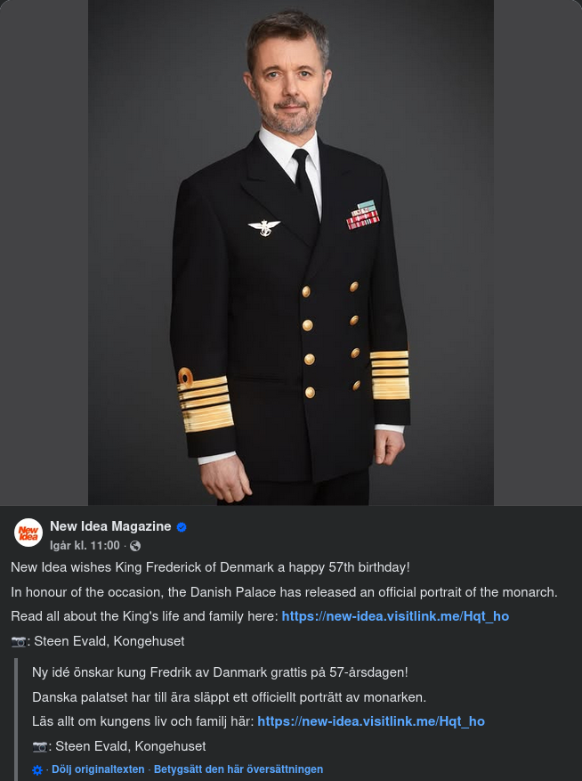 Uppklädd Dansk Kung