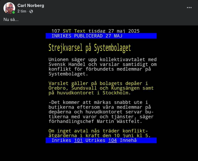Strejkvarsel På Systembolaget