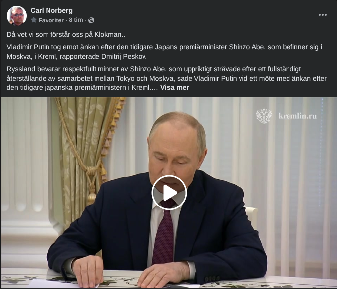 Vladimir Putin Tar Emot Shinzu Abe's Änka