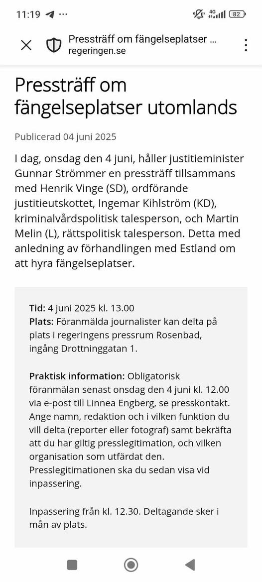 Pressträff Om Utländska Fängelseplatser