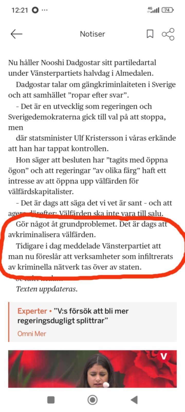 V Föreslår Att Staten Tar Över Kriminellt Nätverksinfiltrerade Välfärdsverksamheter