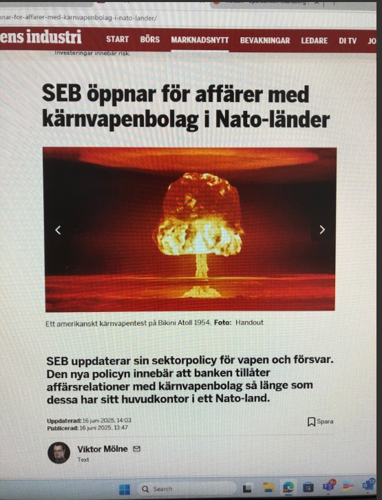 SEB Öppnar För Kärnvapenbolagsaffärer