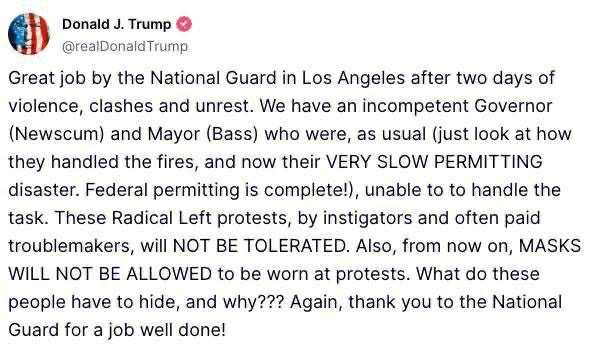 Trump Tackar Nationalgardet