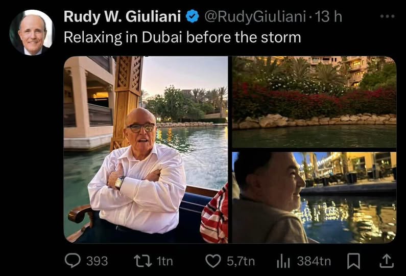 Giuliani Slappar Innan Stormen
