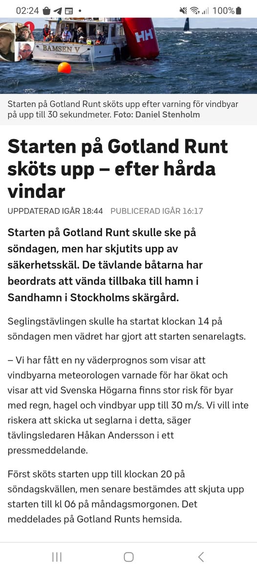 Kraftiga Vindar Skjuter Upp Gotland Runt Start