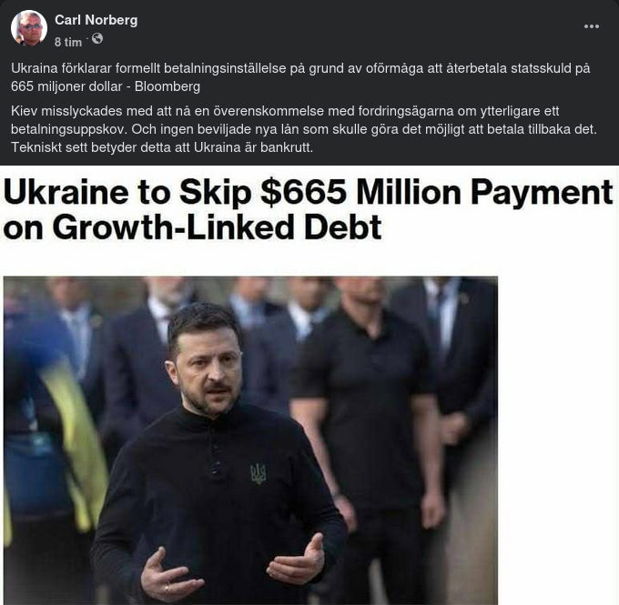 Bankrutt Ukraina Ställer In Statsskuldsbetalning