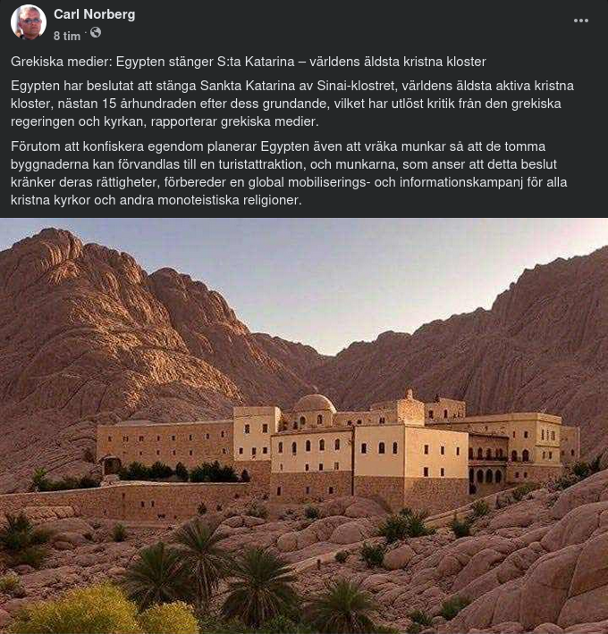 Egypten Stänger Världens Äldsta Aktiva Kristna Kloster