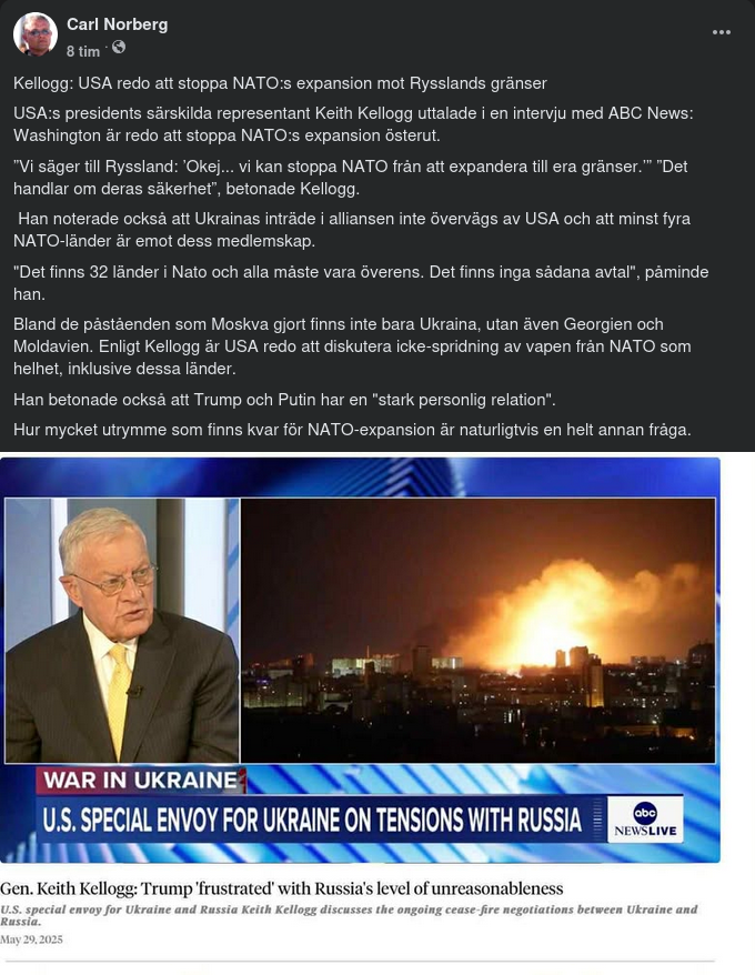 Kellogg: USA Redo Att Stoppa NATO-Expansion