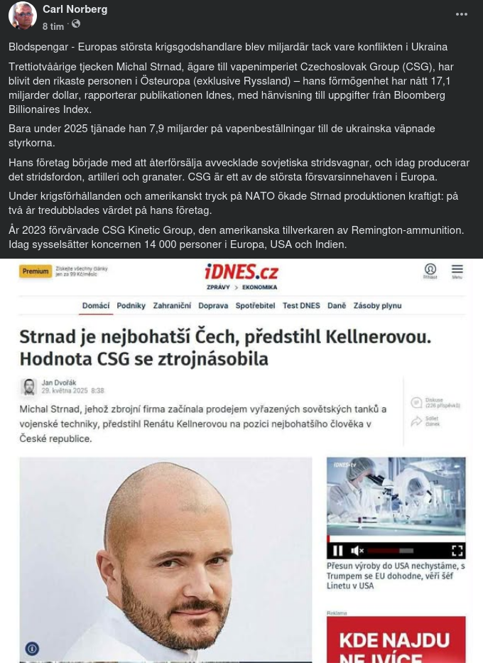 Krigsmiljardär Michal Strnad - Czechoslovak Group (CSG)