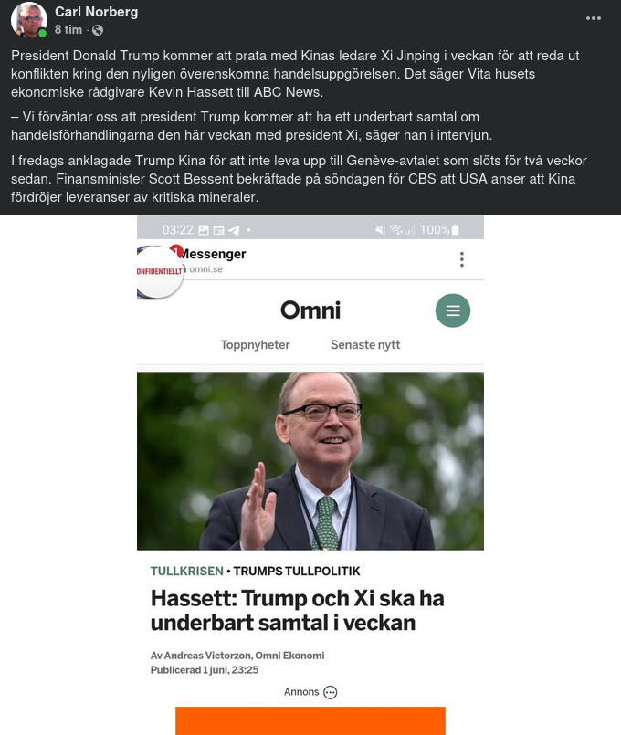 Förväntat Underbart Samtal Mellan Trump & Xi