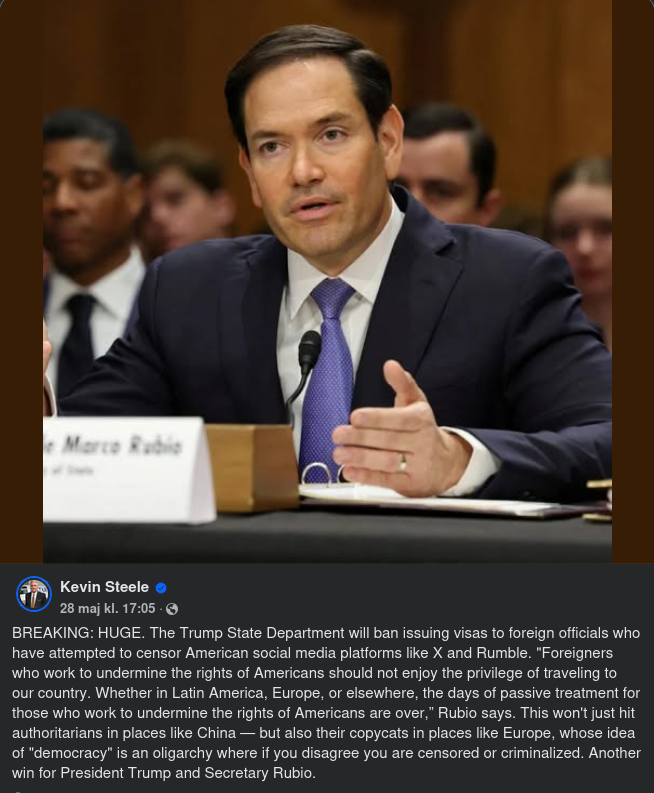 Inga Amerikanska Visa För Utländska Statstjänstemän Som Medverkat Till Censur