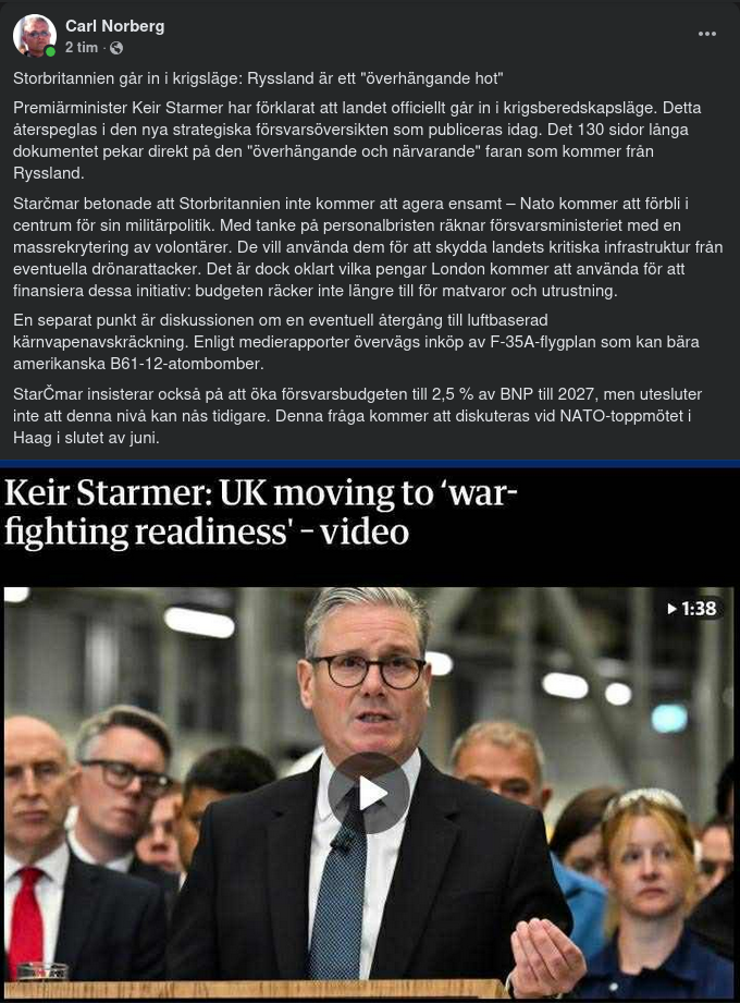 Storbritannien Går Officiellt I Krigsberedskapsläge