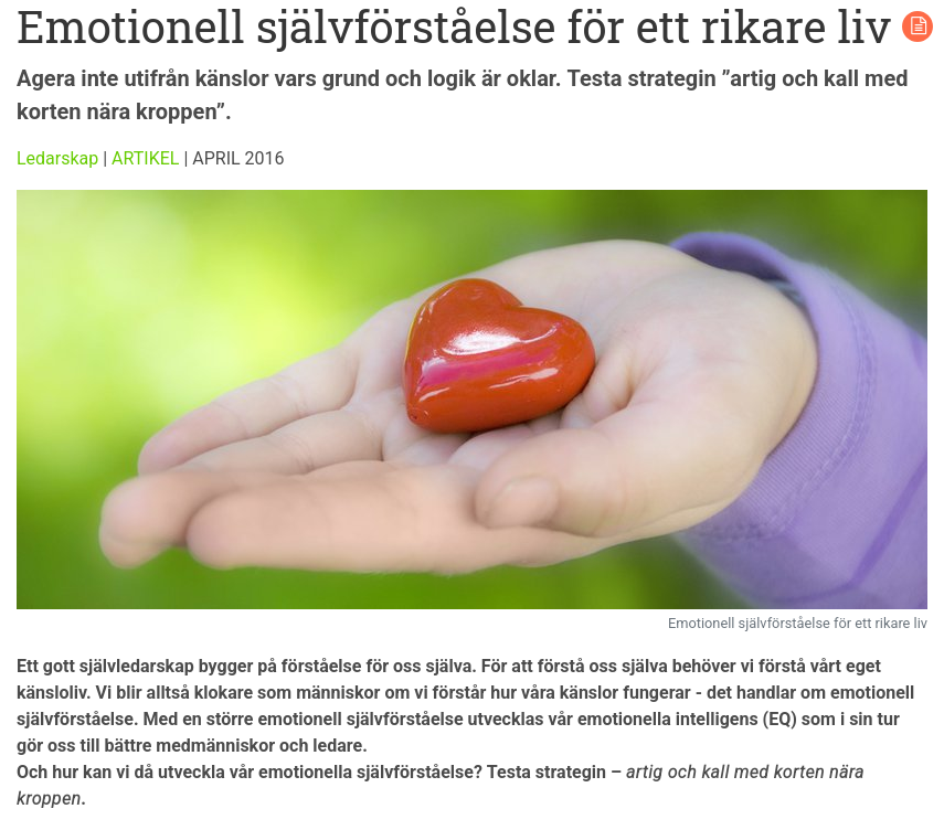 Självledarskap - Artig & Kall Med Korten Nära Kroppen