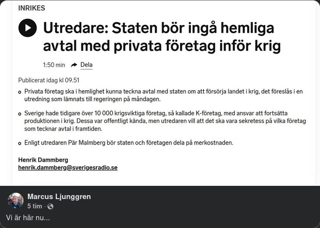 Statliga Hemliga Företagsavtal Inför Krig Rekommenderat