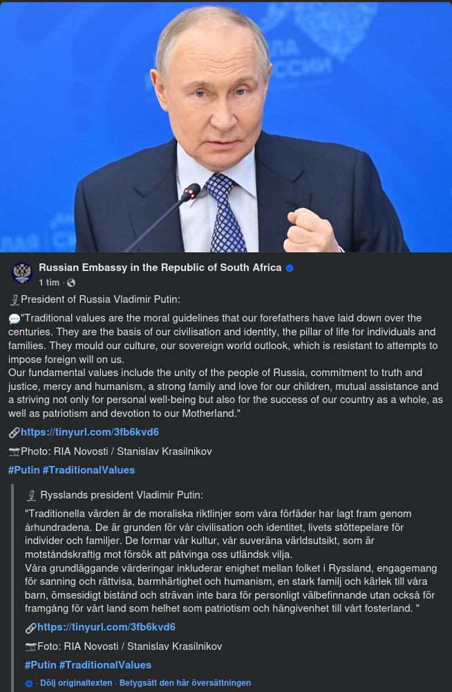 Putin & Traditionella Värderingar