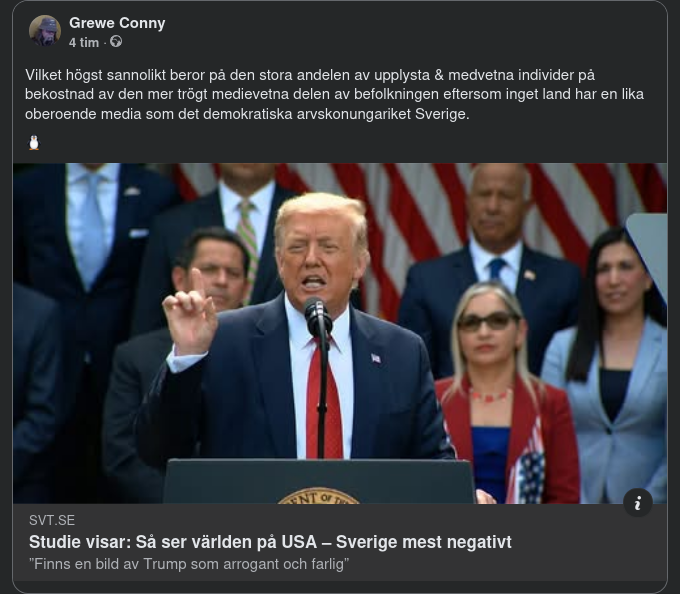 Svenskar Särskilt USA - Trump - Negativa