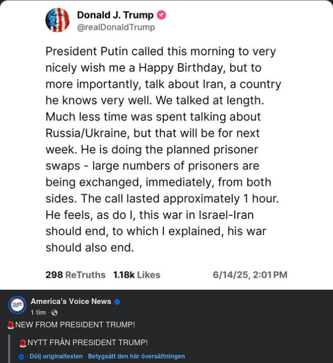 Födelsedagshälsningar Till Trump Från Putin & Andra