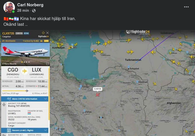 Kinesisk Last Till Iran