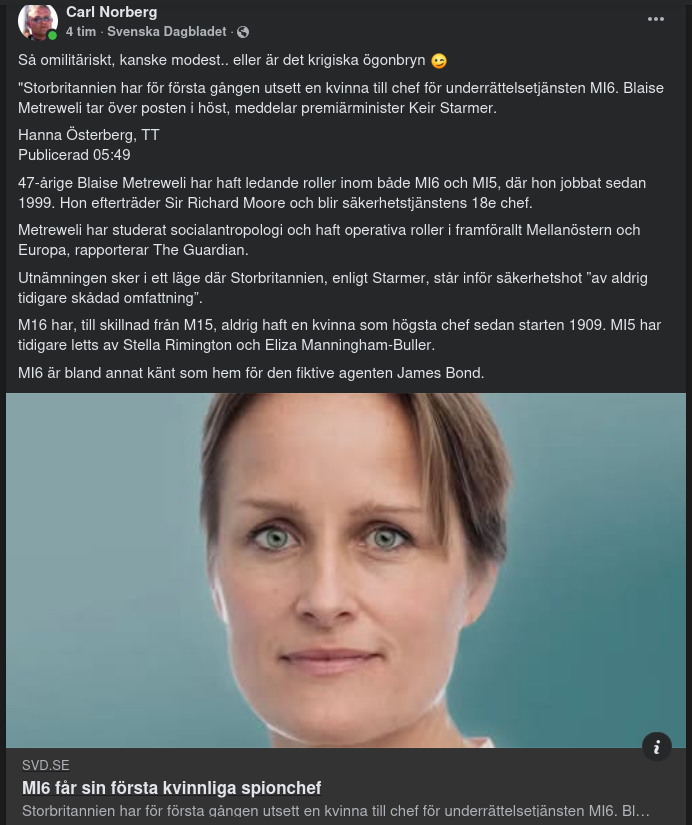 Storbritannien Byter Underrättelsetjänstchef