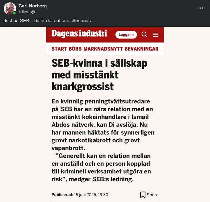 En SEB-Penningtvättsutredare Tillsammans Med En Misstänkt Knarkgrossist