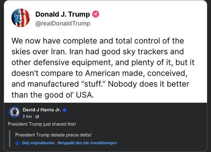 Amerikansk Luftrumskontroll Över Iran