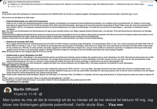 Stensö Med AI Om Patienthotellfakturor Från Region Uppsala