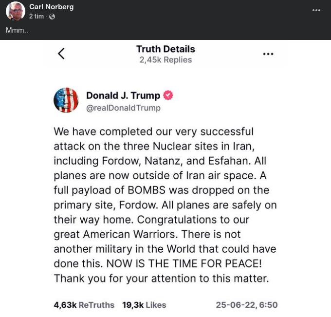 Trump Om Bombattacken Mot Iran