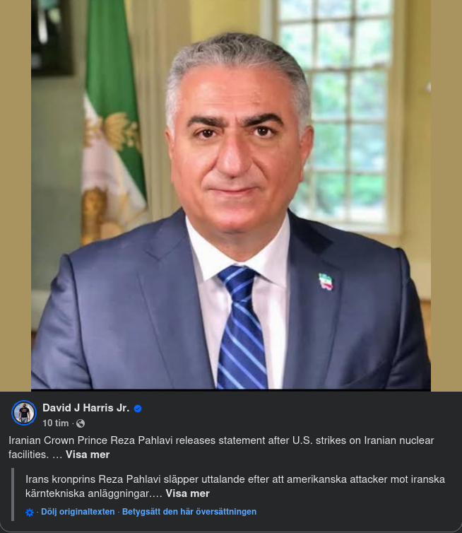 Kronprins Reza Pahlavi Släpper Uttalande