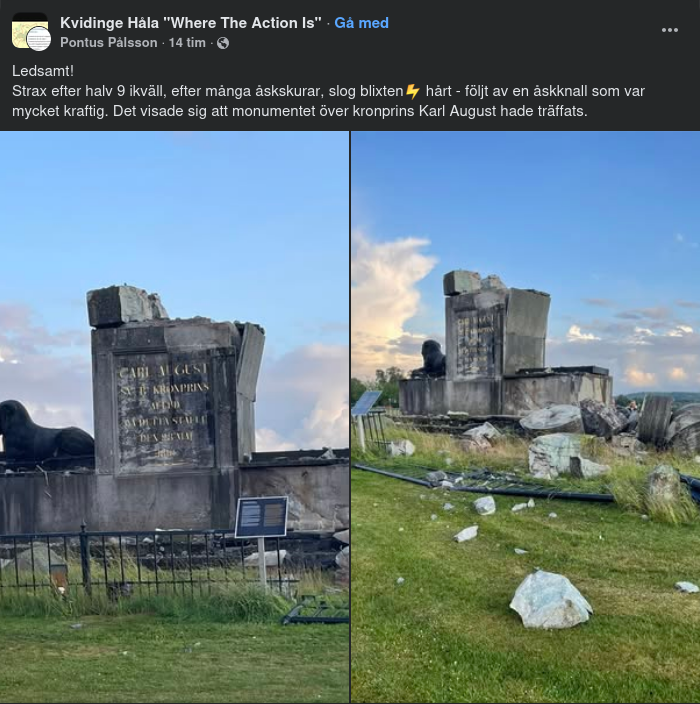 Staty Av Kronprins Karl August Blixtförstörd