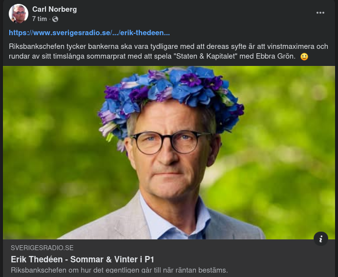 Sommarprat Med Riksbankschef Thedéen