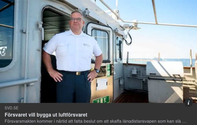 ÖB Claesson Vill Utöka Luftförsvaret Till Att Kunna Skjuta På Ryskt Territorium