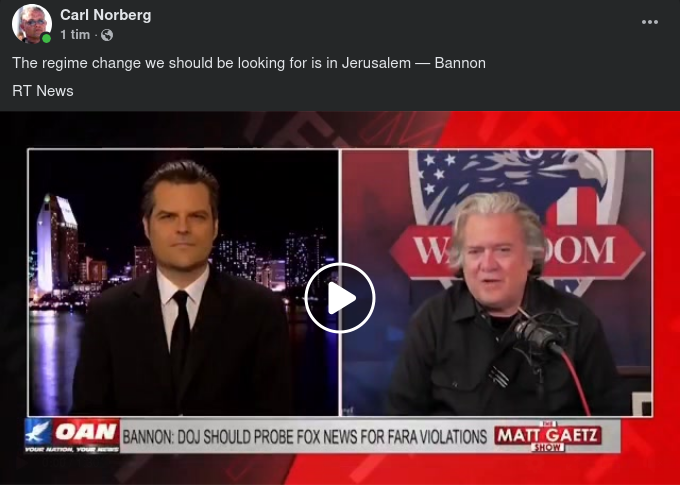 Bannon Önskar Israeliskt Regimskifte