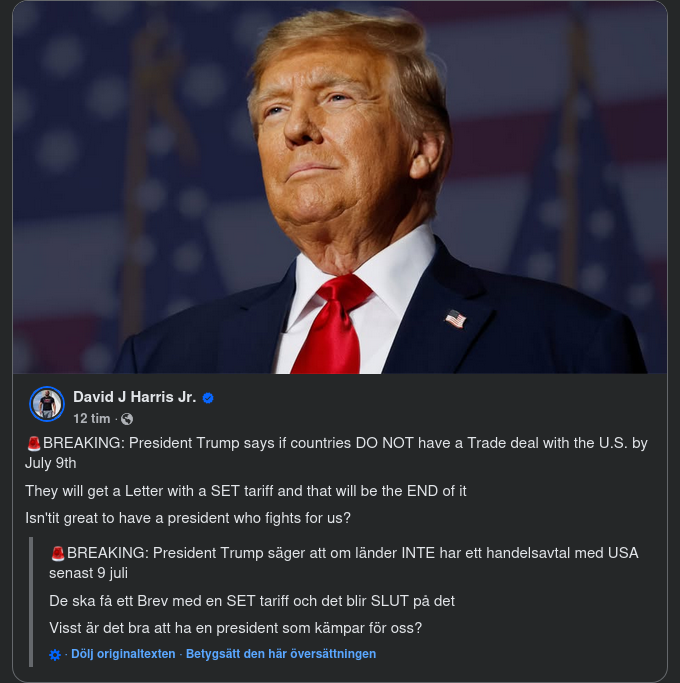 Handelsavtal Före Eller Tariffer Efter 9 Juli