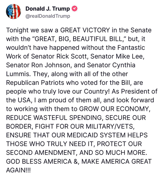 "Big Beautiful Bill" Igenom Senaten