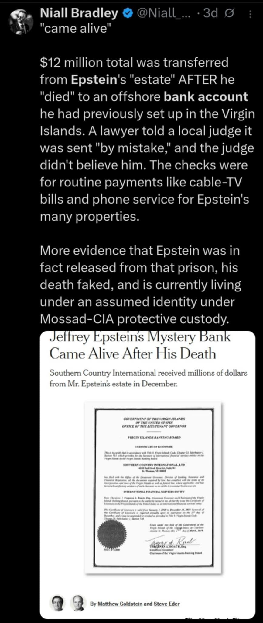 Epsteins Bankkonto Aktivt Efter Hans Död